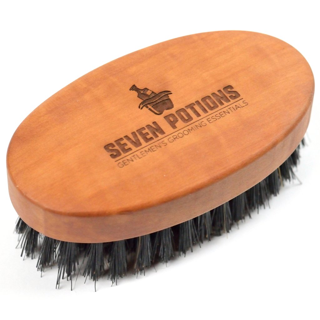 Seven Potions Firm Beard Brush - 100% Boar Bristles & Pear Wood.